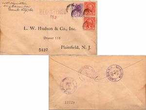 United States Illinois Granite City Registered 1933 violet double ring  3c NR...