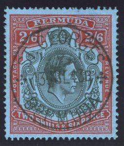 Bermuda 1943 KGVI 2s6d black & red/pale blue (p14-O) VFU. SG 117b. Sc 124a.