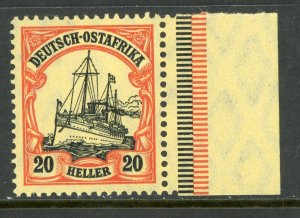 East Africa 1911 Germany 20 Heller Yacht Ship Watermark Scott # 35 MNH X261