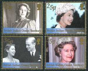 EDSROOM-14617 BIOT 239-242 MNH 2002 Complete 50 Years of Queen Elizabeth CV$8.90