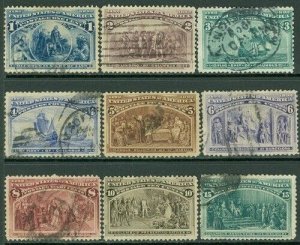 EDW1949SELL : USA 1893. Sc #230-38 Used. Nice group. #238 small faults. Cat $165