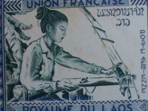 ​LAOS STAMP:1952- SC#C1-4-WOMAN WAVING & HUT  MINT STAMP SET-VERY OLD AIRMAIL