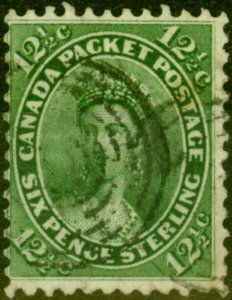 Canada 1859 12 1/2c Deep Yellow-Green SG39 Fine Used (2)