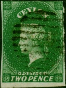 Ceylon 1857 2d Green SG3 Good Used