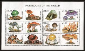 Lesotho 1998 - Mushrooms - Sheet of 12 Stamps - Scott #1114 - MNH