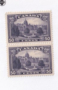 CANADA # 226 VF-MNH 1 MLH PAIR 50cts VANCOUVER PARLIAMENT CAT VALUE $105
