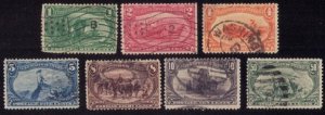 US Sc #285-291 Used Short Set Trans-Mississippi  F-VF Cat. $360.00