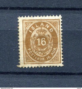 Iceland 1876 16a Perf 14x13.5 MH Sc 12 15122