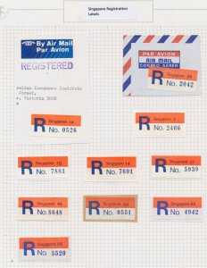 Singapore Postage Dues Used and Registration labels