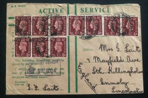 1944 Jerusalem Palestine British Field Post Active Service Cover To England