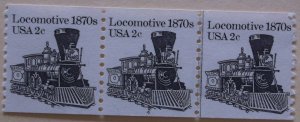 US 1897a MNH Coil Strip of Three Line Pair Plate 4 Cat 0.45