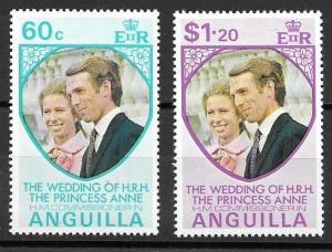 Anguilla Princess Anne Wedding issues of 1973, Scott 179 -180 MNH