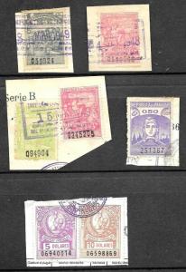 R20 PARAGUAY,OLD REVENUES+CONSULAR STAMPS MIX ON ORIGINAL PAPER,USED 