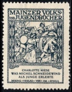 Vintage Germany Poster Stamp Mainz Folk And Youth Books Charlotte Niese