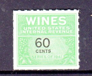 #RE140 60 CENT WINES, CORDIAL, ETC. REVENUE STAMP UNUSED NGAI NH d