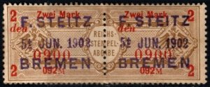 Rare Complete 1885 Germany Revenue 2 Mark Stock Transfer Tax Stamp MNH