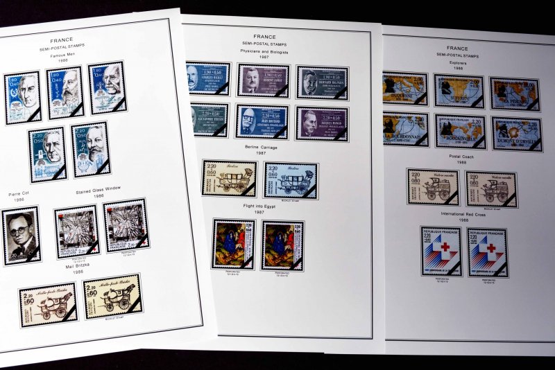 COLOR PRINTED FRANCE 1941-1999 SEMI-POSTALS + STAMP ALBUM PAGES (87 ill. pages)