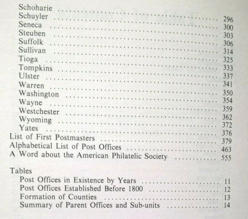 New York Postal History The Post Offices and First Postmasters 1775-1980 