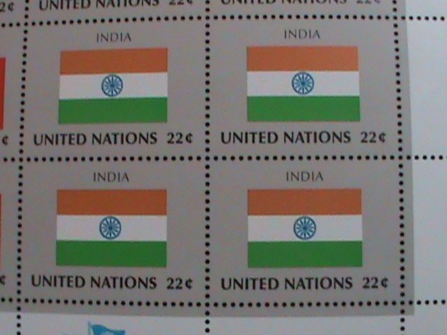 ​UNITED NATION-1985 SC#458-461 U. N. FLAGS SERIES MNH FULL SHEET- VERY FINE