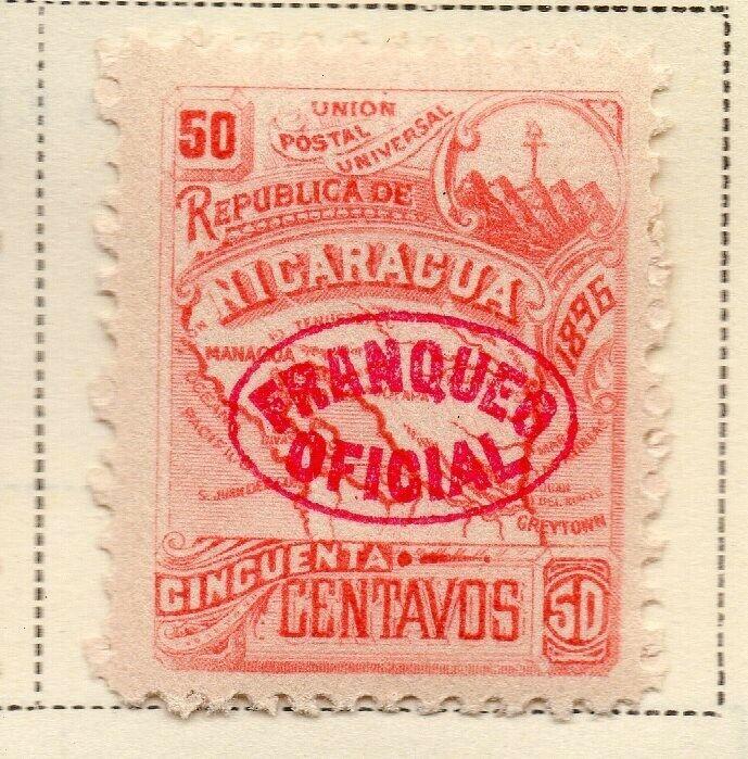 Nicaragua 1896-97 Early Issue Fine Mint Hinged 50c. Official Optd 323753