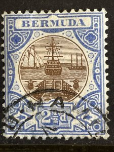 1906 Bermuda, Scott #37 Blue and Brown 2 1/2p Dry Dock Used VF