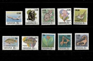 Ghana 1983 - Nature, Animals, Plane - Set of 10 Stamps - Scott #886-95 - MNH