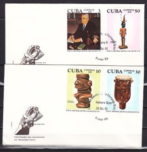 Cuba, Scott cat. 2463-2466. Folklorist, Drum & Statue. First day cover.