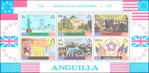 Anguilla #222a, Complete Set, S/S Only, 1975, Americana, Never Hinged