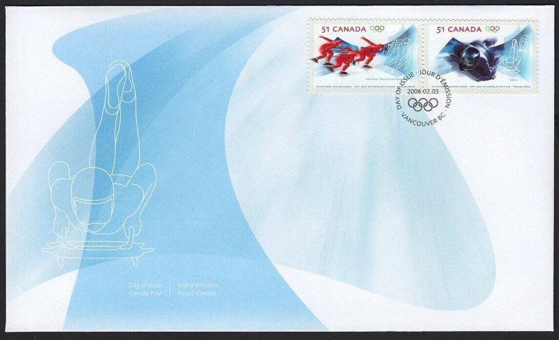 XX OLYMPIC WINTER GAMES = Official FDC = Canada 2006 #2144a