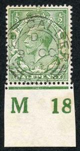 KGV 1/2d Green Control M18 Used