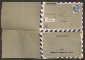 DENMARK #313 STAMP AEROGRAMME STATIONERY MARKS & CLERK COPENHAGEN TO USA 1953