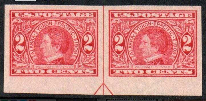 US #371 Mint XF NH OG. Bottom Arrow Pair. APS Cert. Limited. 14215