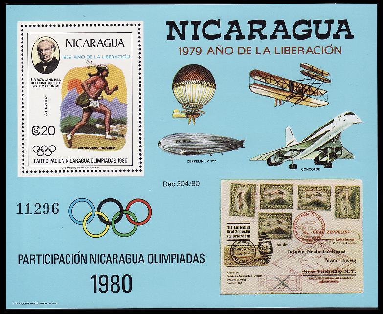 Nicaragua Concorde Moscow Olympics 1980 Zeppelin MS SG#MS2220 MI#Block 111