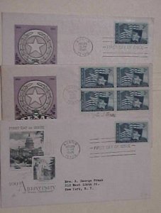 US FDC   3 DIFF.  TEXAS 1945 CACHET ADDRESSED