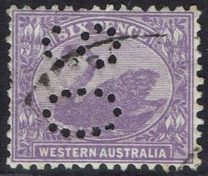 WESTERN AUSTRALIA 1912 SWAN OS 6D WMK CROWN/SINGLE LINED A USED