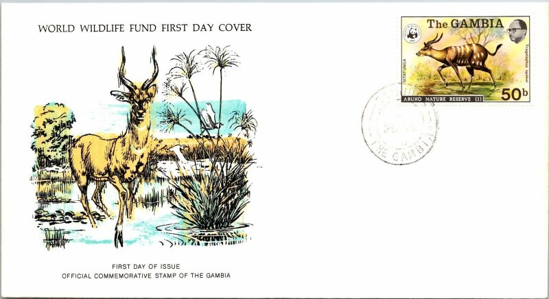 1977 Gambia - World Wildlife Fund FDC - Sitatunga on Cachet - F11295