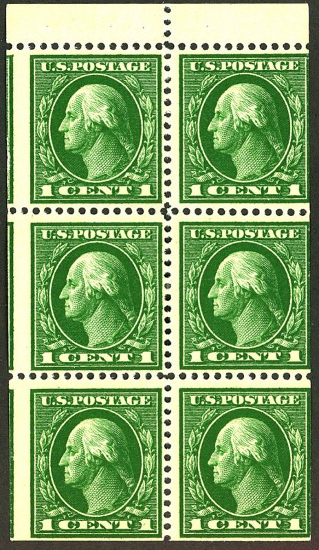 U.S. #405b MINT BLOCK OF 6 OG HR