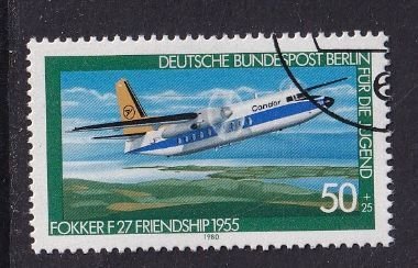 Germany  Berlin #9NB165 cancelled  1980 aviation 50pf  Fokker Friendship