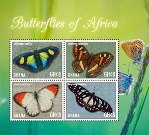 Ghana 2017 - Butterflies of Africa - Sheet of 4 Stamps - Scott #2951 - MNH