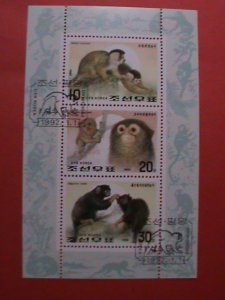 KOREA STAMP:1992-SC#3052-4 KOREA RARE GOLDEN HAIR MONKEY  CTO-MNH S/S SHEET.