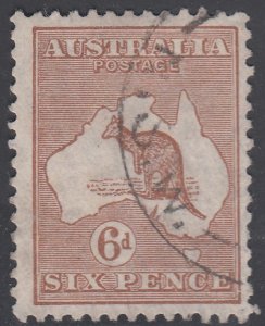 1929 AUSTRALIA KANGAROO 6d CHESTNUT / SMALL MULTIPLE WMK (SG#107) USED VF