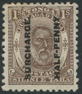 Tonga 1894 SG22 ½d on 1/- brown King George I #1 MNG