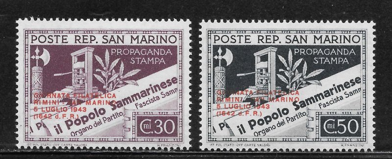 San Marino Scott 213-14 Unused LHOG - 1943 Rimini/San Marino Stamp Day Issues