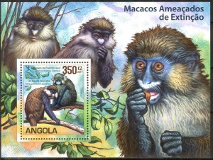 Angola 2011 WWF Monkeys Macaques S/S MNH