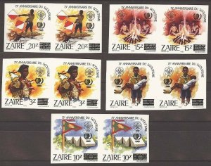 1995 Scouts Zaire 75th anniv IYY surcharge IMP pairs !!