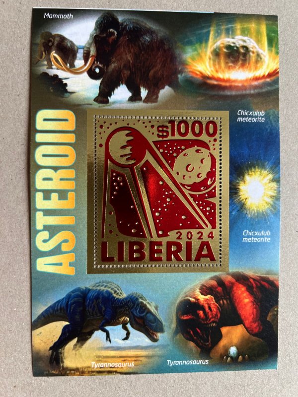 Meteorites, Dinosaurs, Mammoths 2024 year 10 blocks Foil. Gold perforated