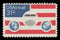 PCBstamps   US C 90 31c Plane, Flag & Globes, MNH, (4)