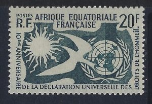 French Equatorial Africa, Scott #202; 20fr Human Rights Issue, MLH