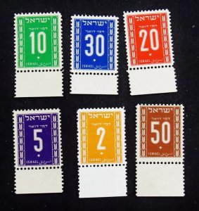 Israel Scott #J6-11 1949 2nd Postage Dues Tab Set MNH!!