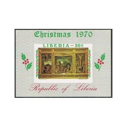 Liberia 534-539,540,MNH.Mi 762-767,Bl.53. Christmas 1970.Van der Weyden,Mantegna